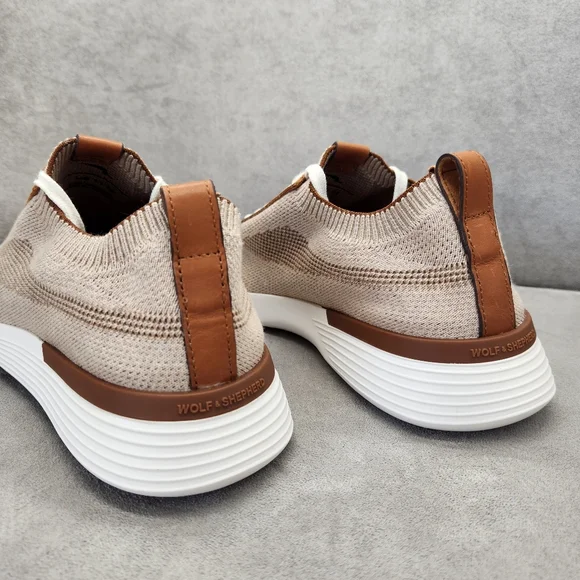 Wolf & Shepherd Men's Sneakers 11 Cream Tan SupremeKnit Trainers Sock New $175 - Picture 10 of 16